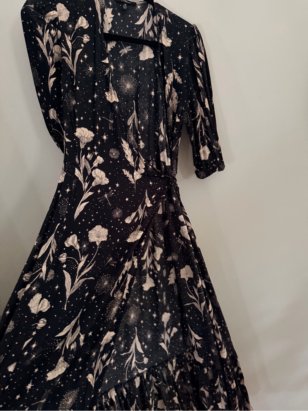 Mavi Floral Wrap Midi Dress - Black - Picture 7 of 8